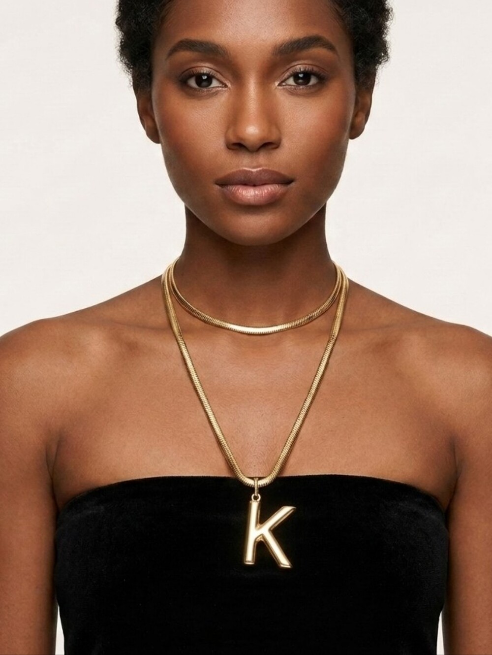 Gold Initial K Pendant Necklace for Women